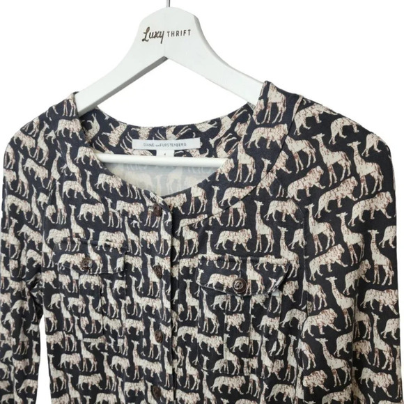 Diane Von Furstenberg 100% Silk Safari Romper, Size 4 - Picture 2 of 11